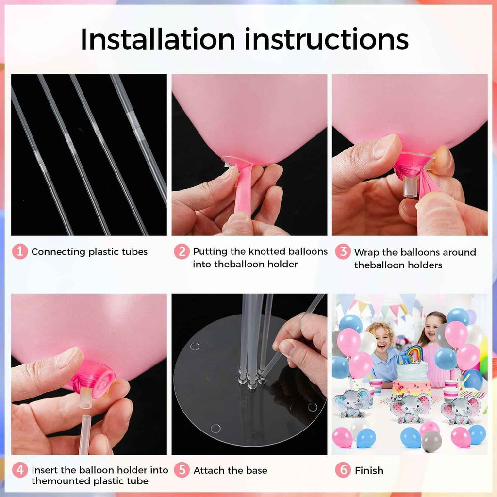 12 Sets Baby Shower Balloon Stand Kit Gender Reveal Pink Blue Table Decor