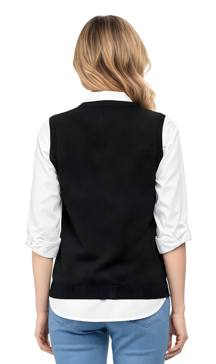 Womens Button Front Cable Knit Cardigan Sweater Vest - Codex AI
