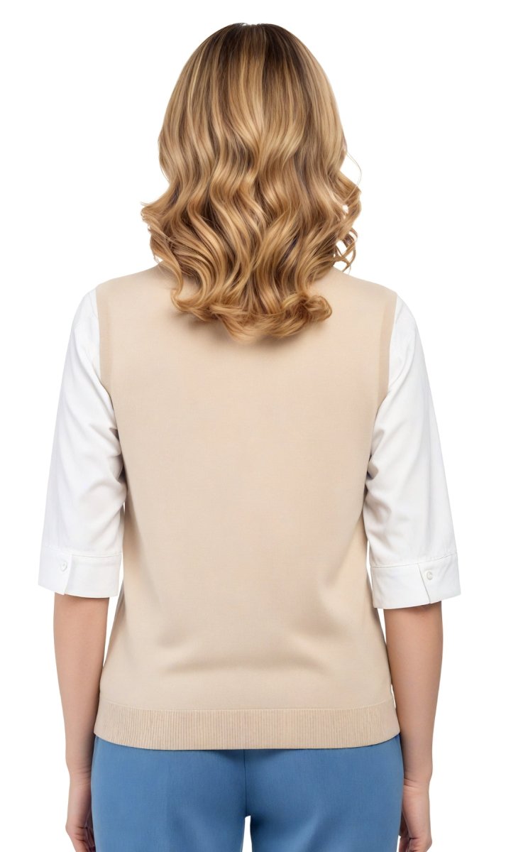 Womens Button Front Cable Knit Cardigan Sweater Vest - Codex AI