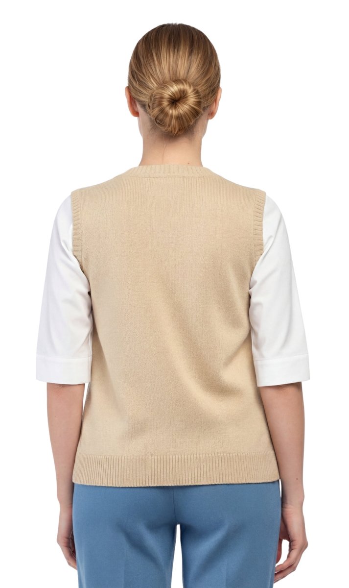 Womens Button Front Cable Knit Cardigan Sweater Vest - Codex AI
