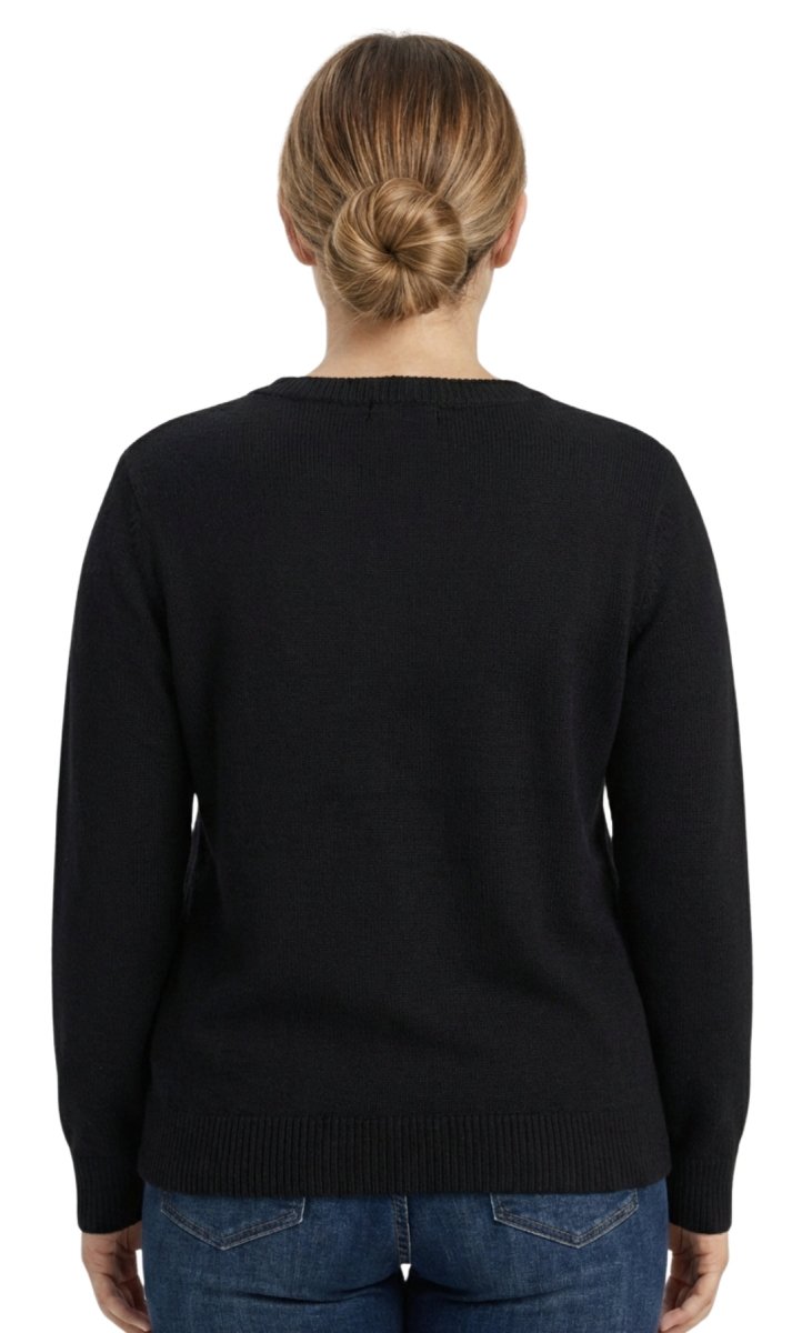 Women's Cozy Long Sleeves Snowflake - Decorated Color Block Holiday Crewneck Sweater - Classy Christmas Pullover in 100% Soft Durable Acrylic - Codex AI