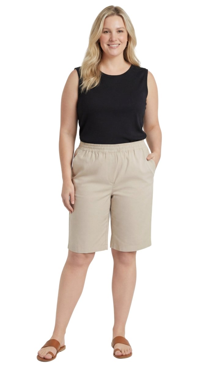 Women's Easy Pull on Bermuda Shorts in Denim and Twill - Codex AI