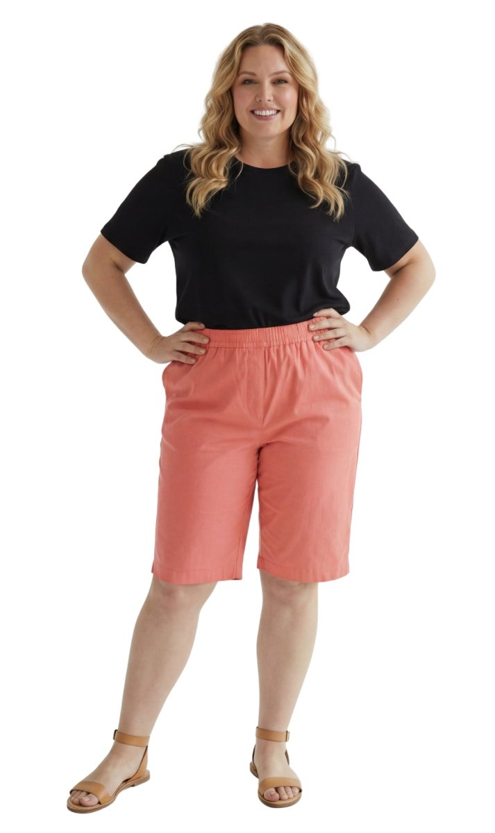 Women's Easy Pull on Bermuda Shorts in Denim and Twill - Codex AI