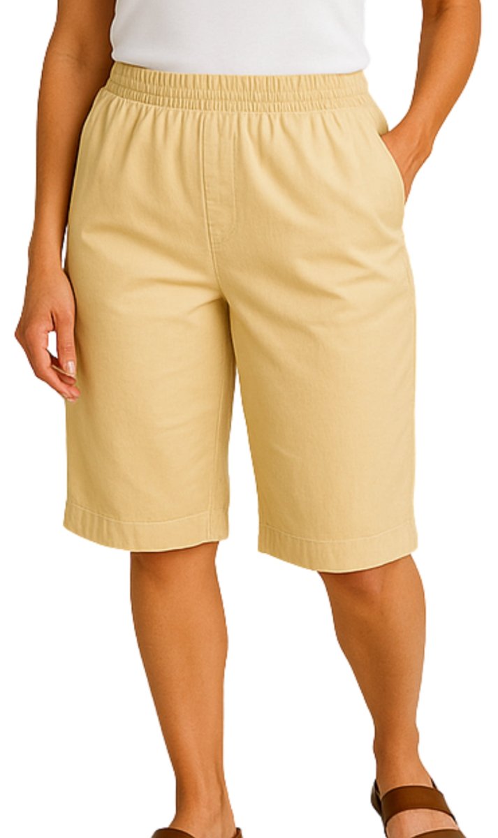 Women's Easy Pull on Bermuda Shorts in Denim and Twill - Codex AI