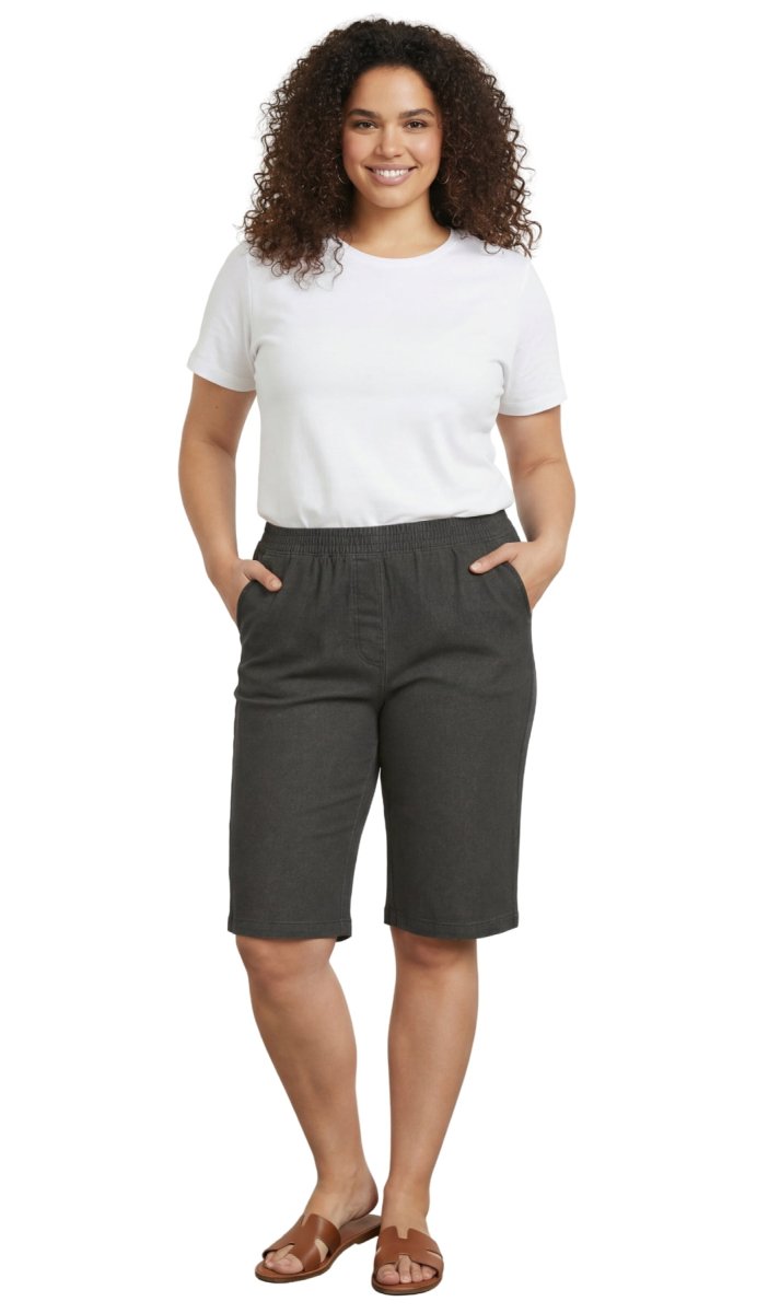 Women's Easy Pull on Bermuda Shorts in Denim and Twill - Codex AI