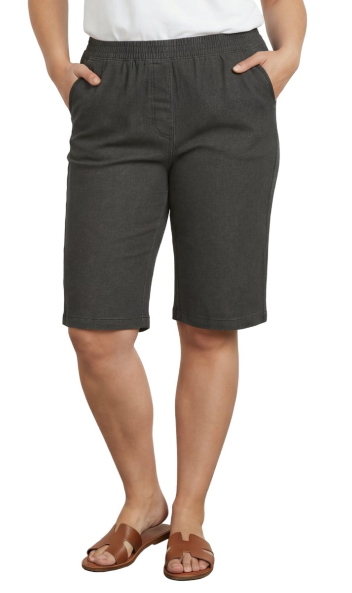 Women's Easy Pull on Bermuda Shorts in Denim and Twill - Codex AI