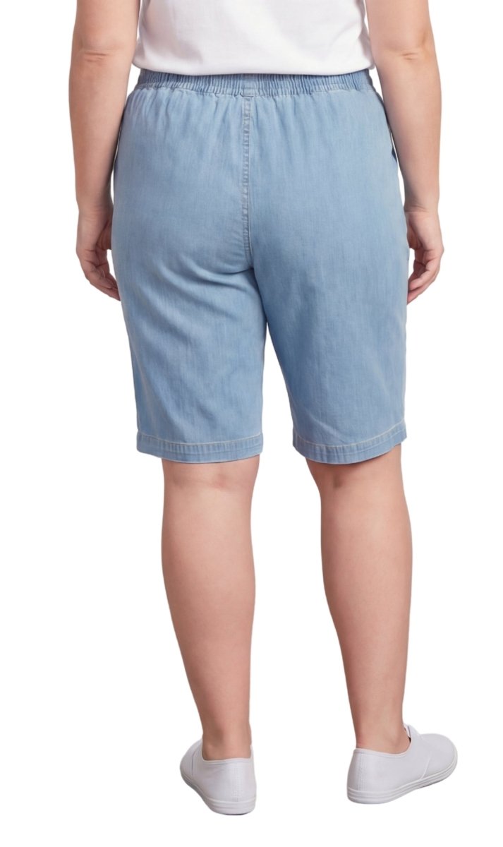 Women's Easy Pull on Bermuda Shorts in Denim and Twill - Codex AI