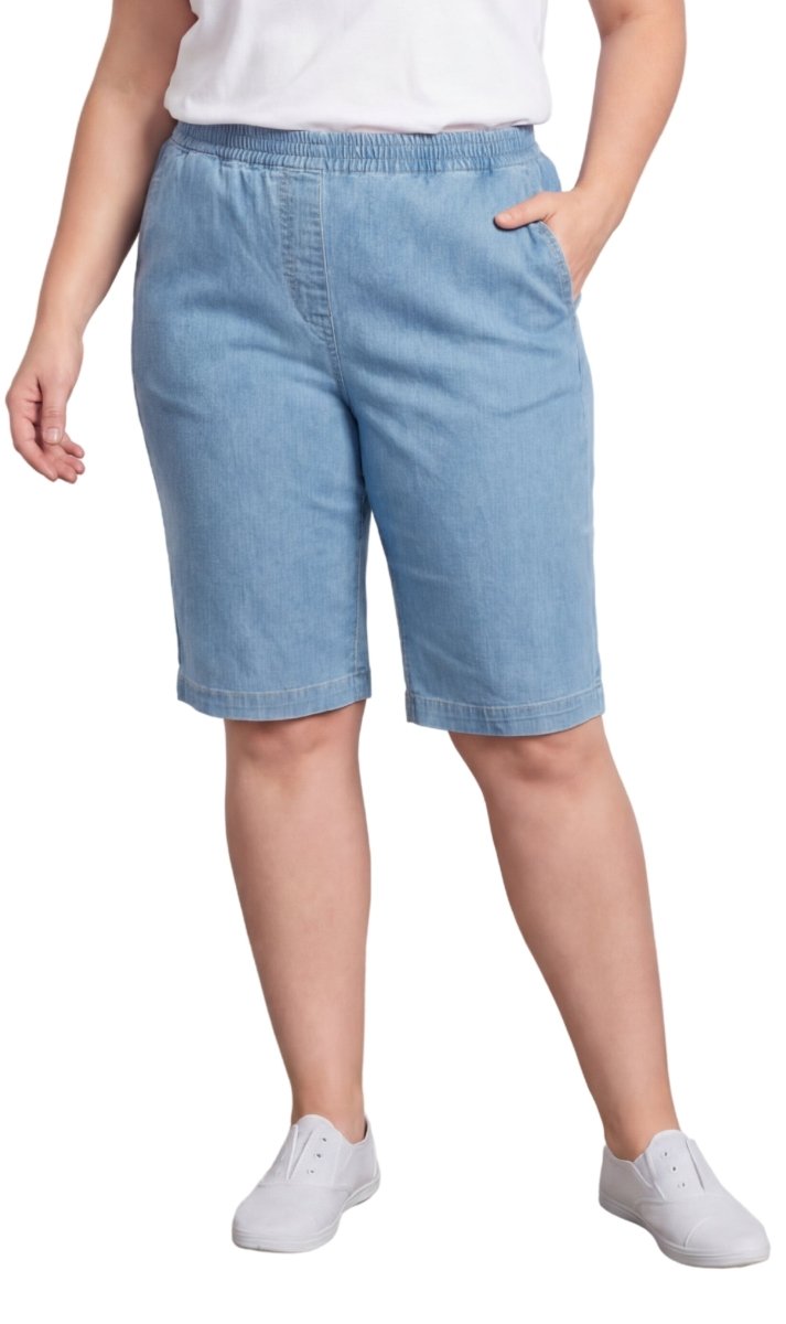Women's Easy Pull on Bermuda Shorts in Denim and Twill - Codex AI