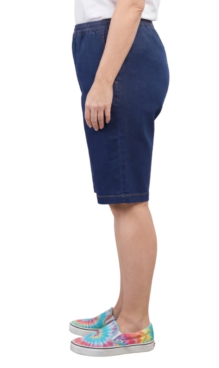 Women's Easy Pull on Bermuda Shorts in Denim and Twill - Codex AI