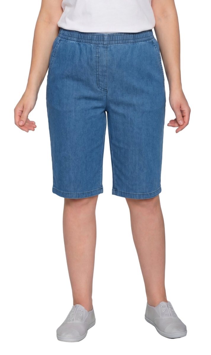Women's Easy Pull on Bermuda Shorts in Denim and Twill - Codex AI