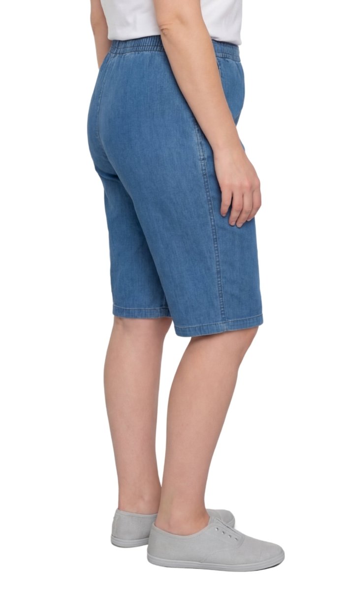 Women's Easy Pull on Bermuda Shorts in Denim and Twill - Codex AI