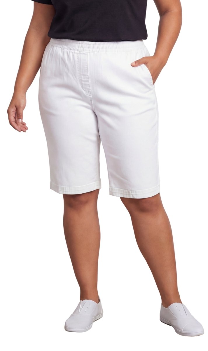 Women's Easy Pull on Bermuda Shorts in Denim and Twill - Codex AI