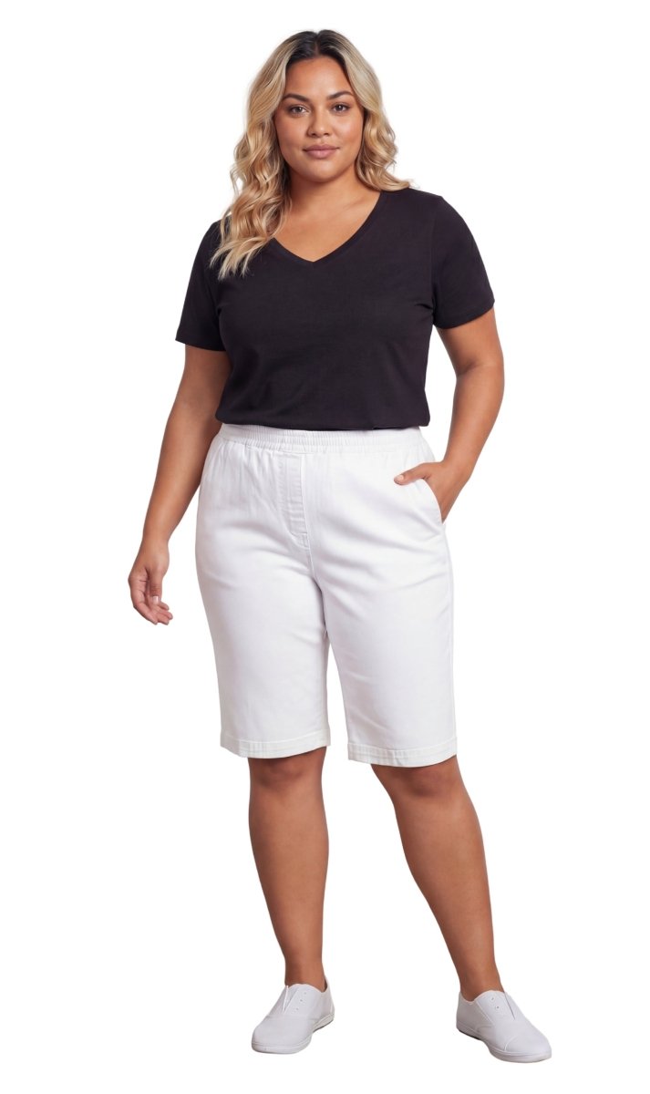 Women's Easy Pull on Bermuda Shorts in Denim and Twill - Codex AI