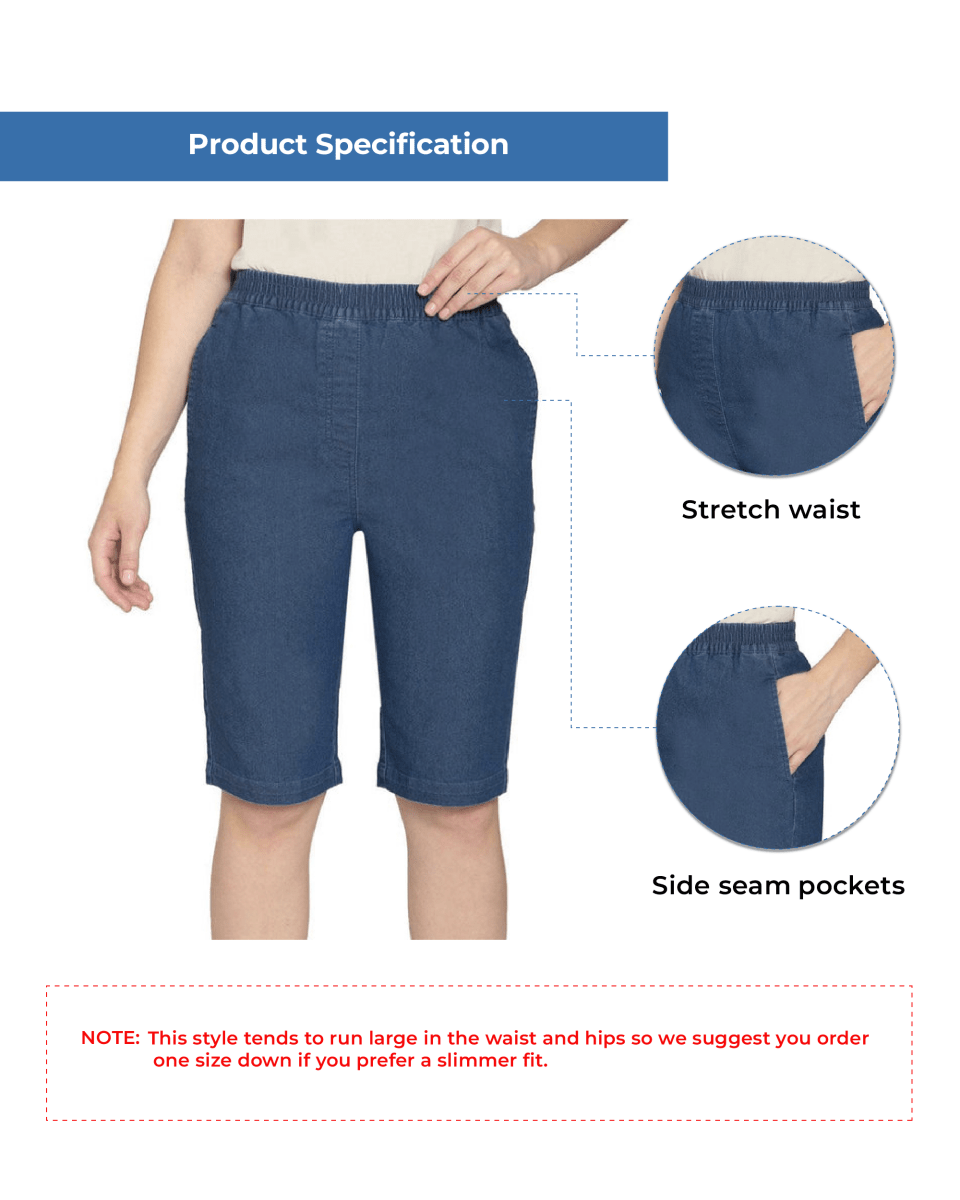 Women's Easy Pull on Bermuda Shorts in Denim and Twill - Codex AI