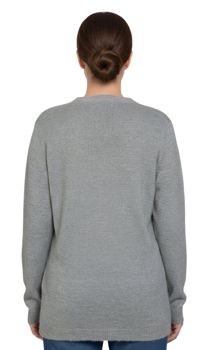 Women's Faux Pearl Cardigan in Cashmere - like Soft Knit - Codex AI