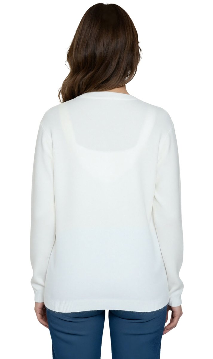 Women's Faux Pearl Cardigan in Cashmere - like Soft Knit - Codex AI