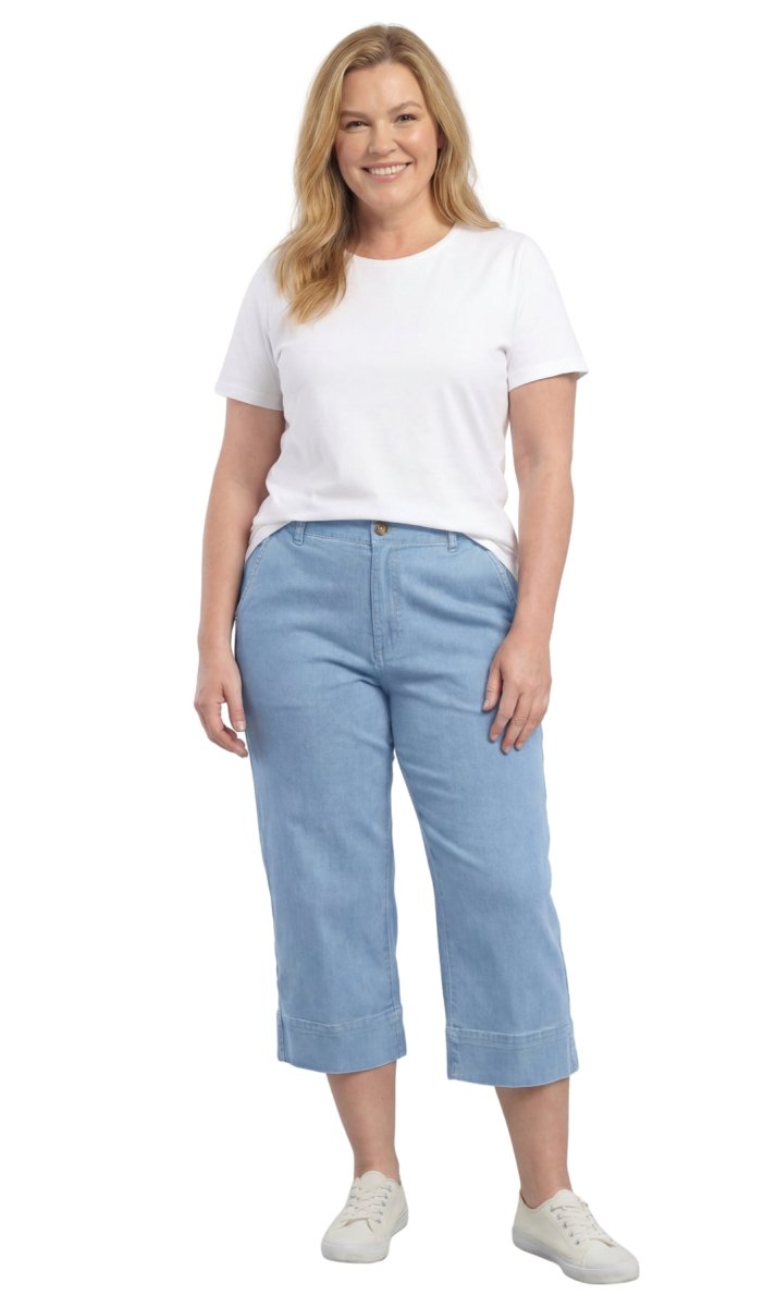 Women’s Lightweight Straight Leg Casual Denim Capri Pants in Cotton Blend Fabric - Codex AI