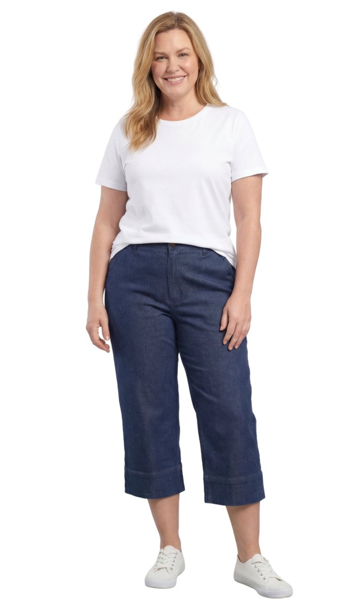 Women’s Lightweight Straight Leg Casual Denim Capri Pants in Cotton Blend Fabric - Codex AI