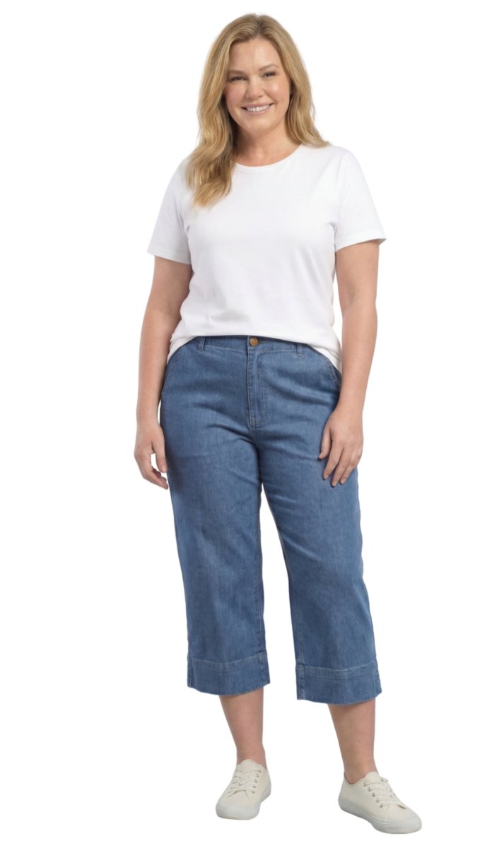 Women’s Lightweight Straight Leg Casual Denim Capri Pants in Cotton Blend Fabric - Codex AI