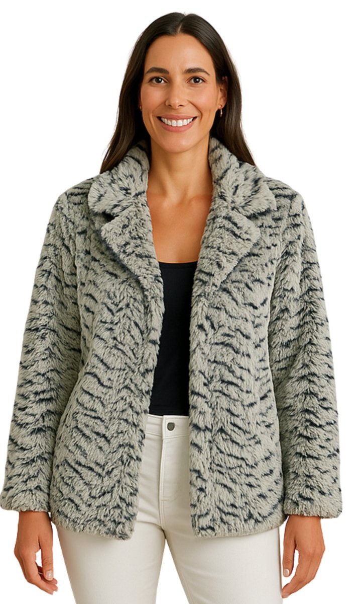 Women's One Button Faux Fur Lined Swing Jacket - Codex AI
