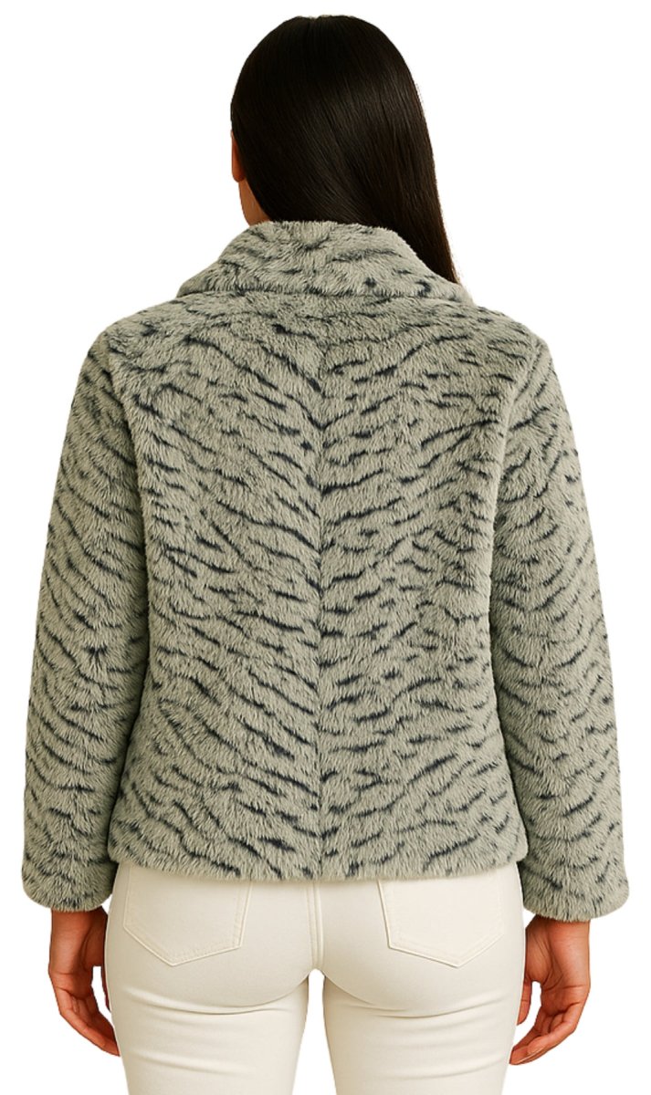 Women's One Button Faux Fur Lined Swing Jacket - Codex AI