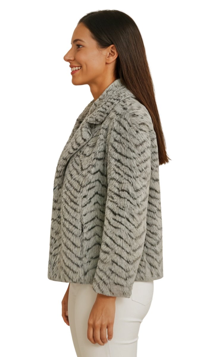 Women's One Button Faux Fur Lined Swing Jacket - Codex AI