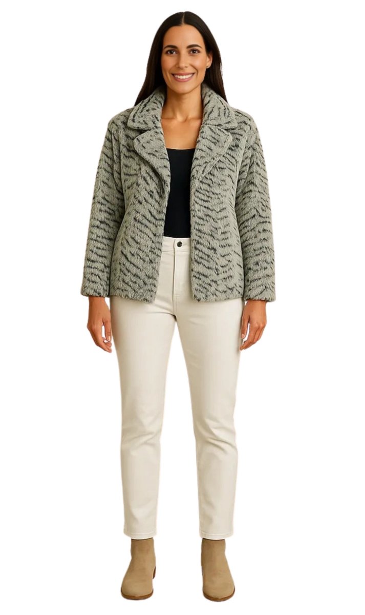 Women's One Button Faux Fur Lined Swing Jacket - Codex AI