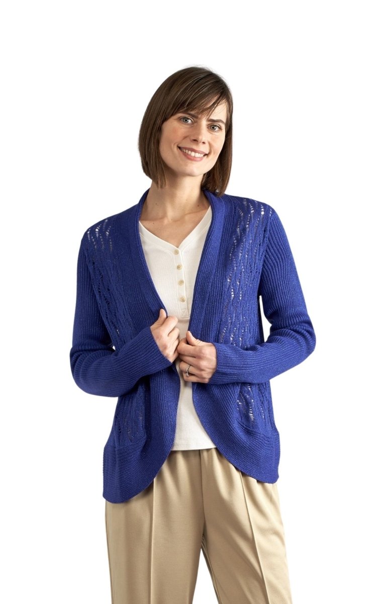 Women's Open Front Glitter Shrug in Soft Acryllic - Codex AI