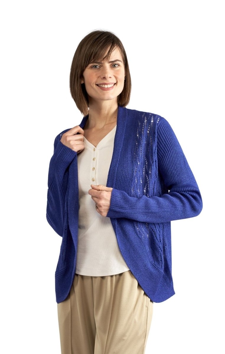 Women's Open Front Glitter Shrug in Soft Acryllic - Codex AI