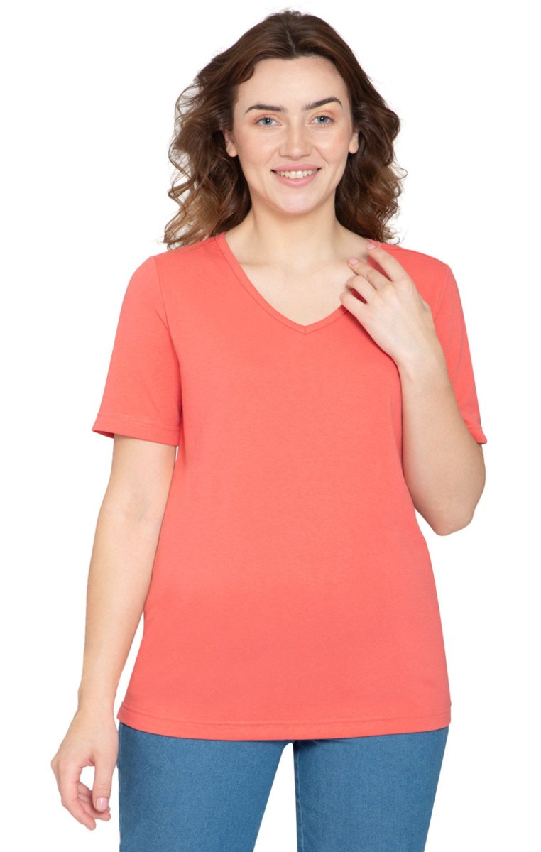 Women's Perfect Short - Sleeve V - Neck Tee Shirt - Cotton blend and Wrinkle Resistant - Codex AI