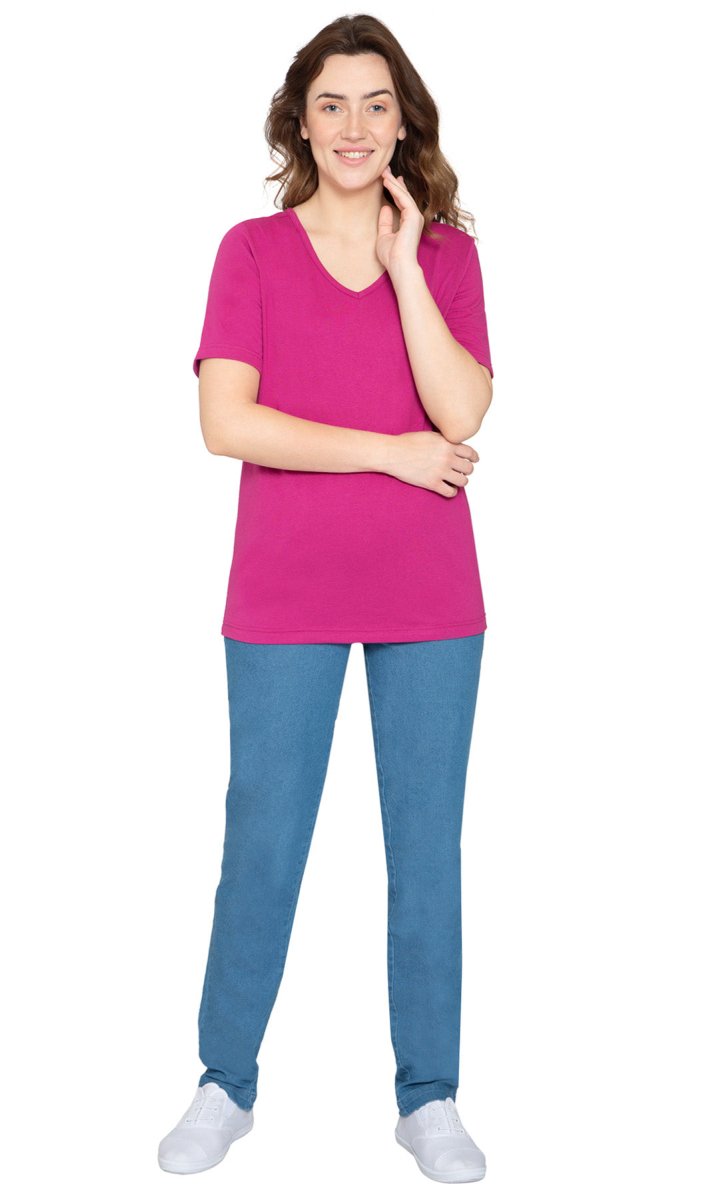 Women's Perfect Short - Sleeve V - Neck Tee Shirt - Cotton blend and Wrinkle Resistant - Codex AI