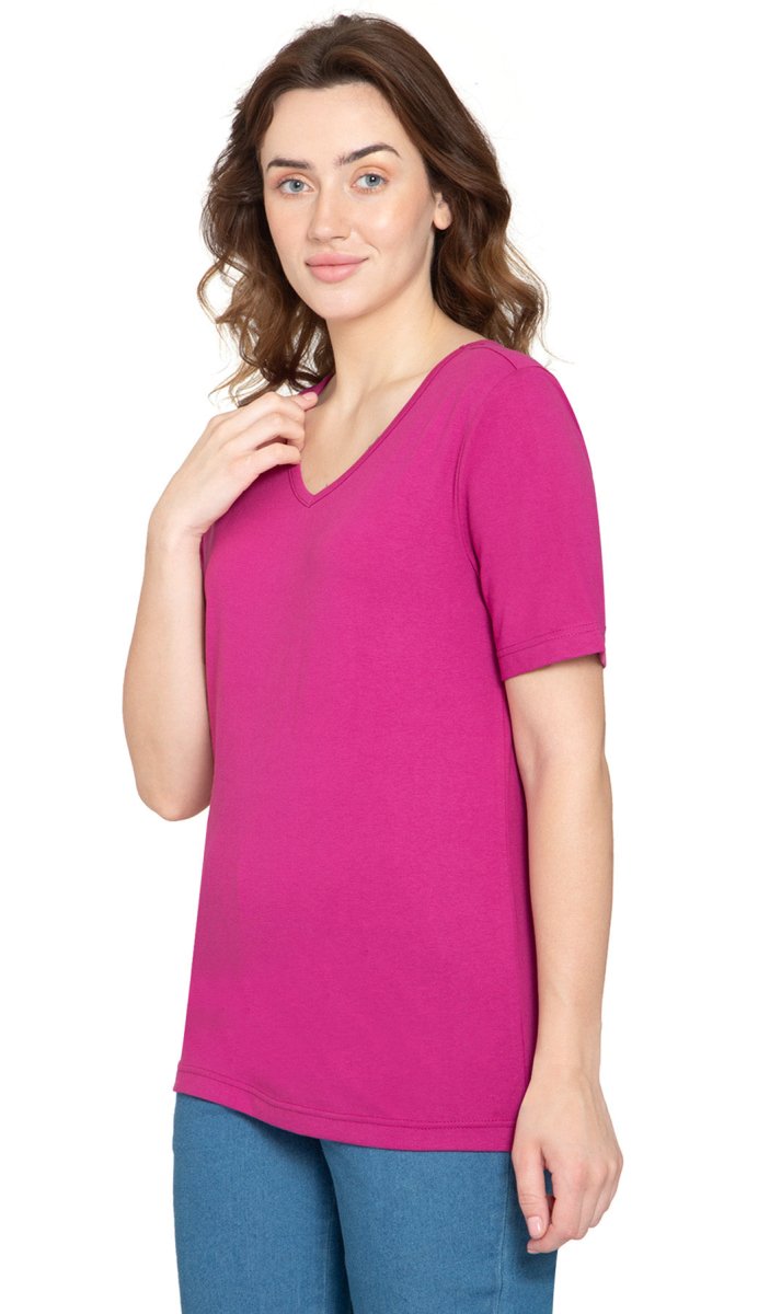 Women's Perfect Short - Sleeve V - Neck Tee Shirt - Cotton blend and Wrinkle Resistant - Codex AI