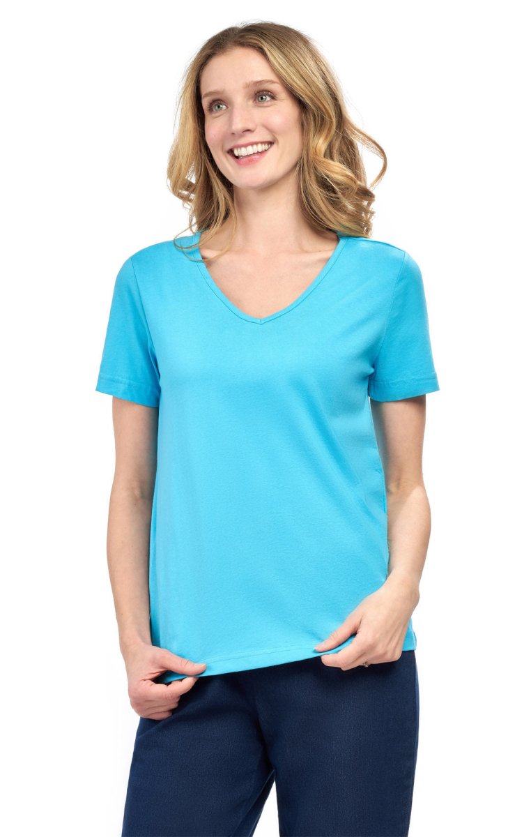 Women's Perfect Short - Sleeve V - Neck Tee Shirt - Cotton blend and Wrinkle Resistant - Codex AI