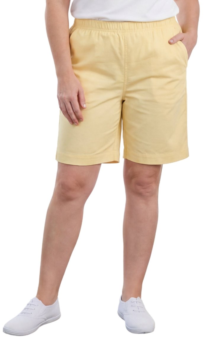 Women's Pull On Denim & Twill Shorts with stretch waist - No zipper or buttons - Codex AI