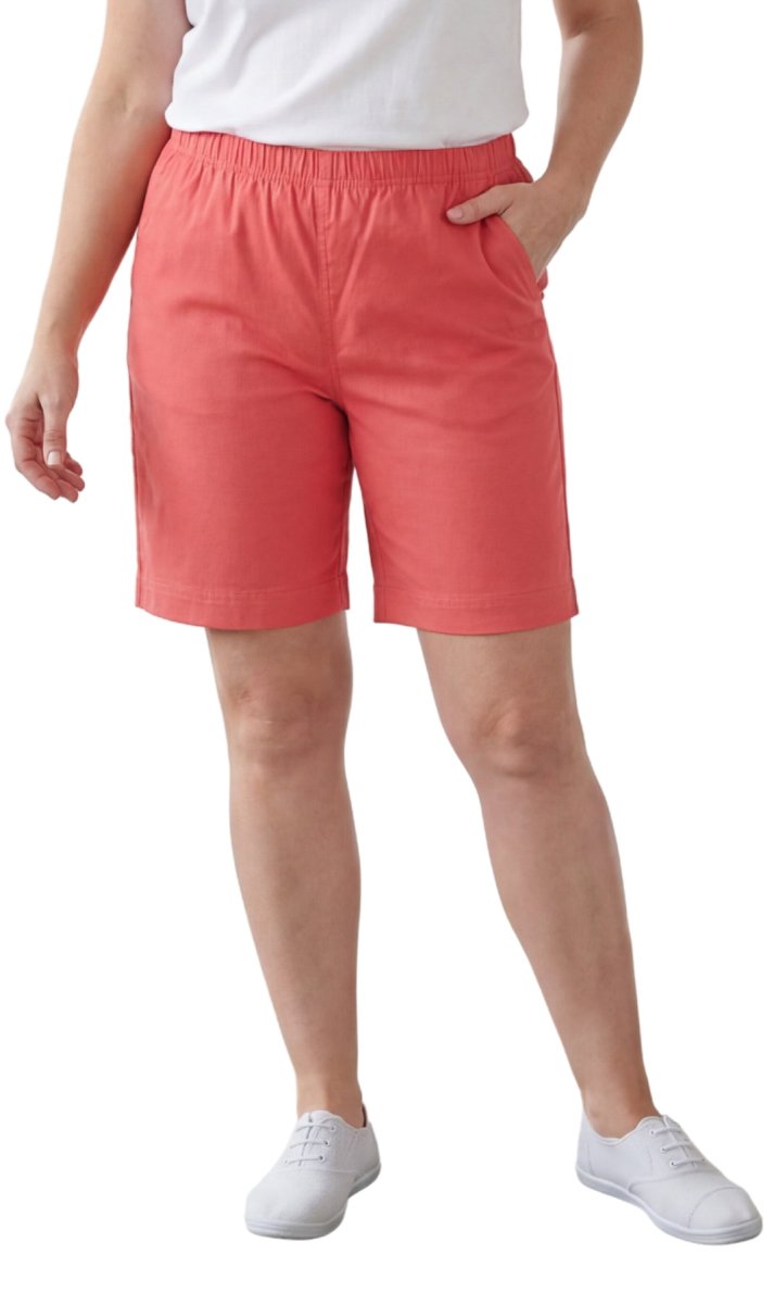 Women's Pull On Denim & Twill Shorts with stretch waist - No zipper or buttons - Codex AI