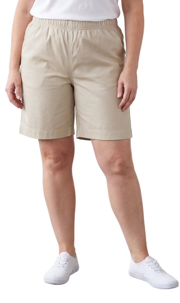 Women's Pull On Denim & Twill Shorts with stretch waist - No zipper or buttons - Codex AI