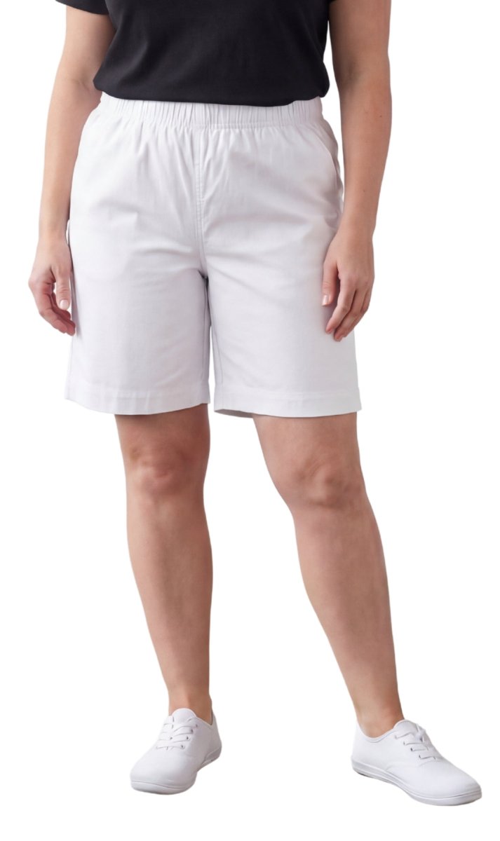 Women's Pull On Denim & Twill Shorts with stretch waist - No zipper or buttons - Codex AI