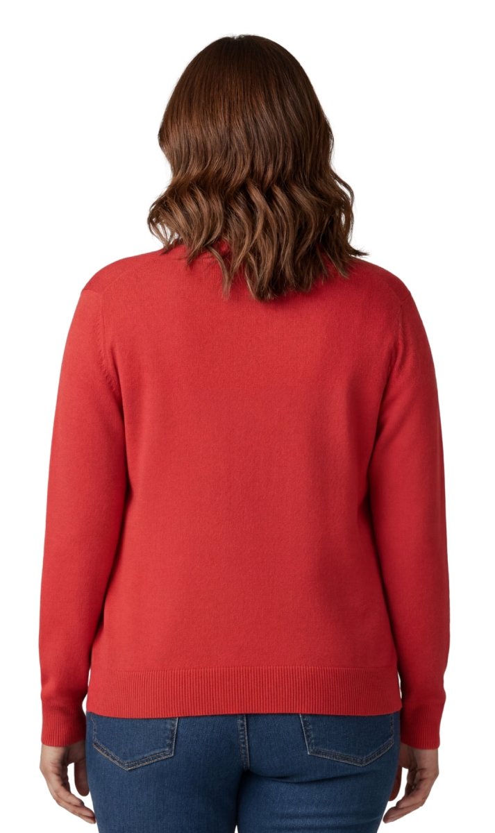 Women's Soft Cotton Button - Up Cardigan Crewneck Sweater Long Sleeves with Front Pockets - Codex AI