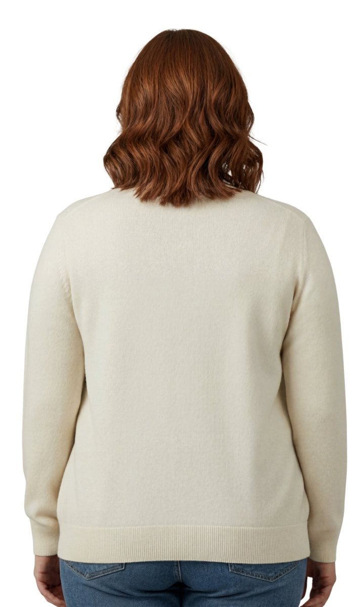 Women's Soft Cotton Button - Up Cardigan Crewneck Sweater Long Sleeves with Front Pockets - Codex AI