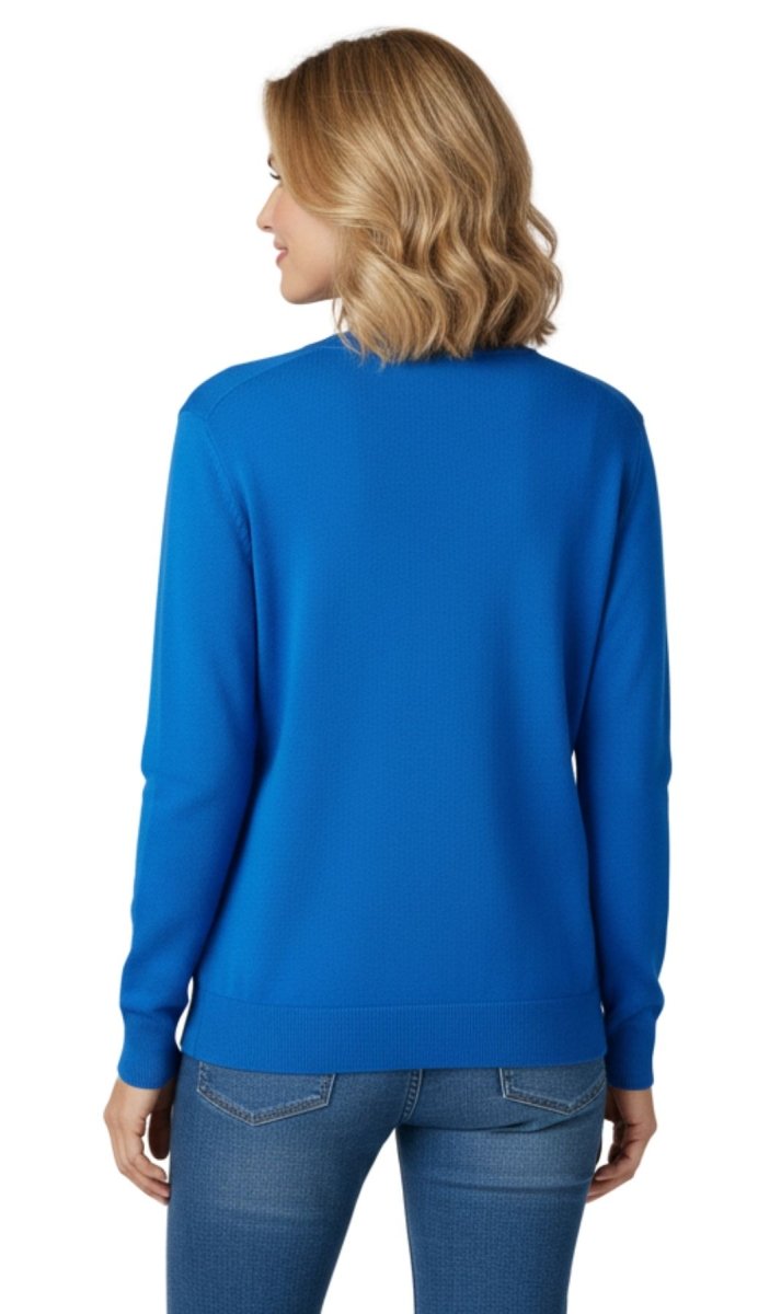 Women's Soft Cotton Button - Up Cardigan Crewneck Sweater Long Sleeves with Front Pockets - Codex AI