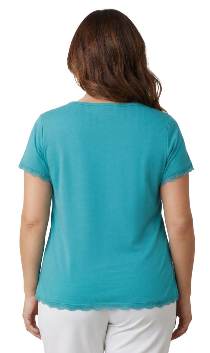 Women's V - neck Short Sleeve Tshirt with A Three Button Placket - Codex AI